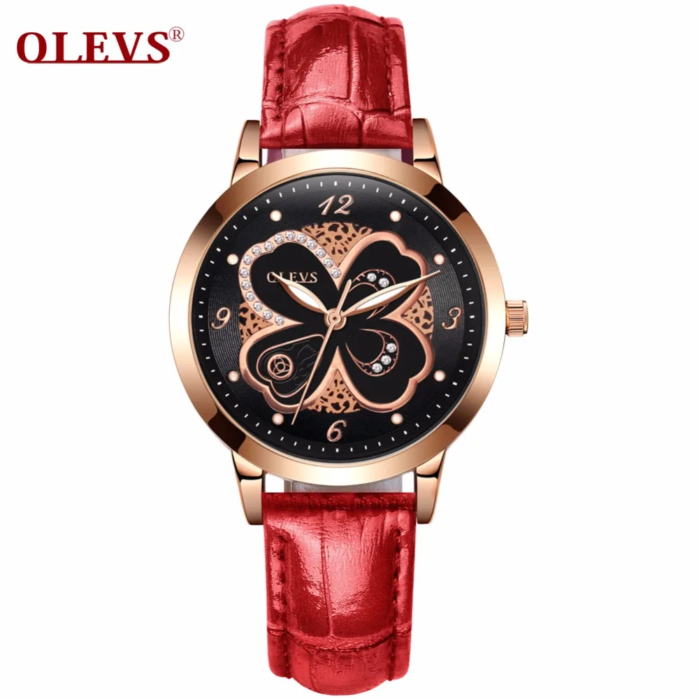Relogio feminino OLEVS модные женские часы роскошные золотые кожаные кварцевые со
