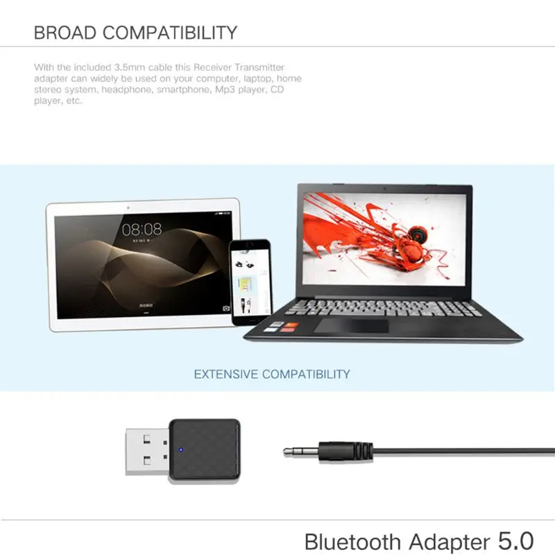 Bluetooth-приемник USB передатчики 5,0 беспроводной 3,5 мм аудио музыка стерео адаптер для ТВ ПК bluetooth-динамика наушников hyq