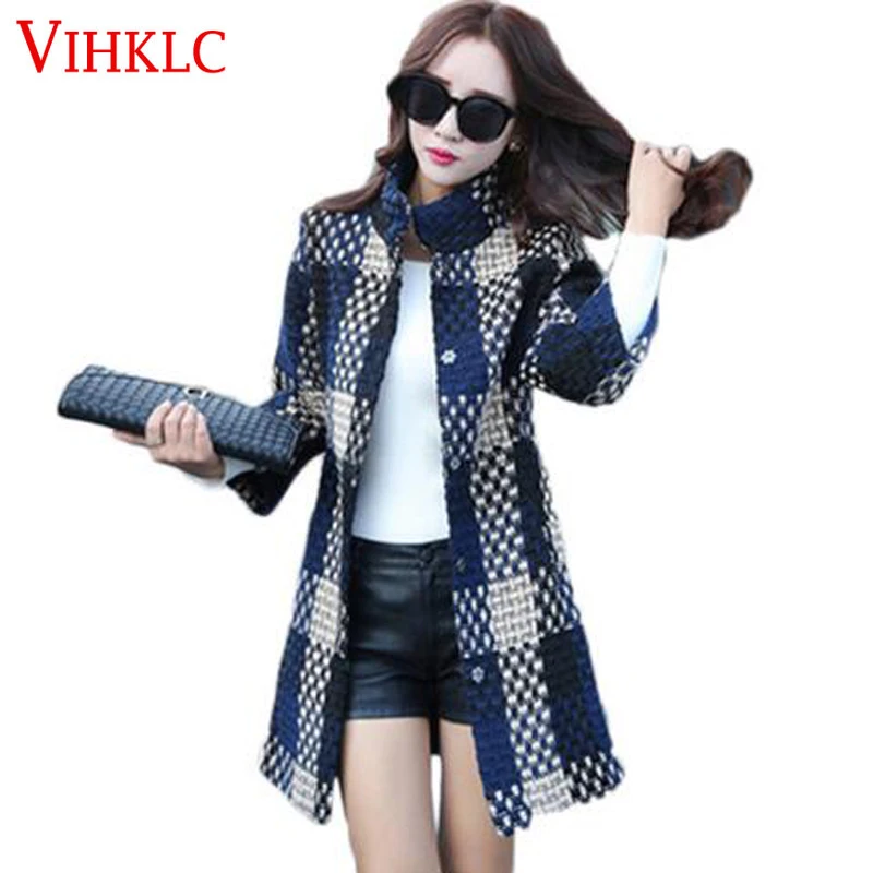 

2018 Plus Size Cardigan Overcoat Fashion European Style Lady Woolen Coat Female Autumn Winter Jacket Women H914