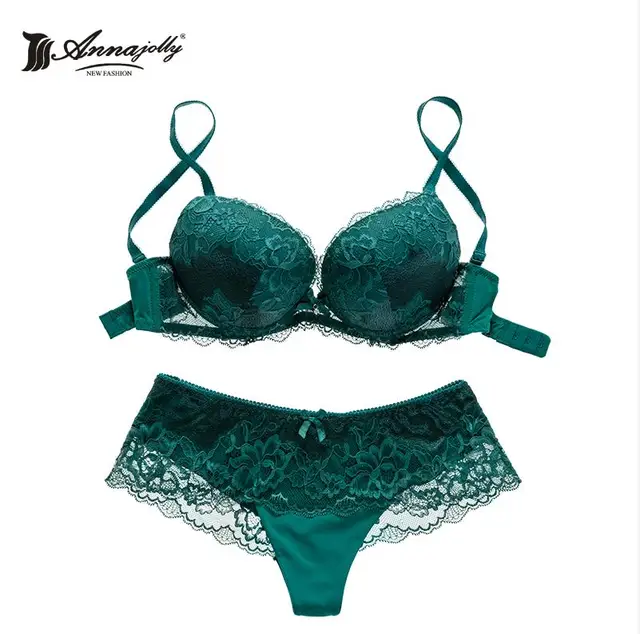 Annajolly Top Embroidery Bra Sets Push UP Bra And Lace Floral Panties ...