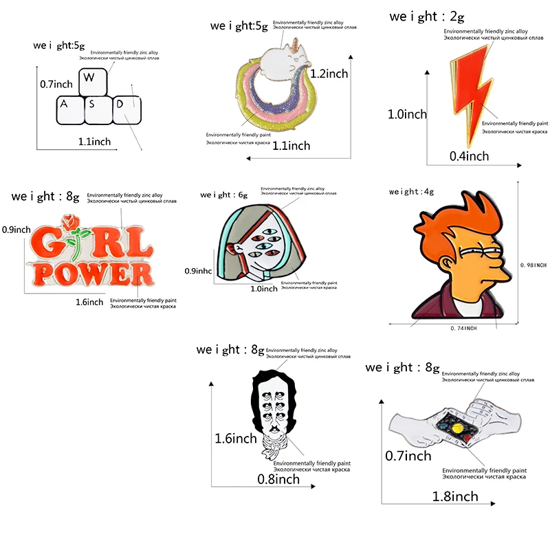 Qihe ювелирные изделия мультфильм булавки и броши клавиатура, галактика, девушка сила, лягушка, лама, значки с животными отворотом коллекция