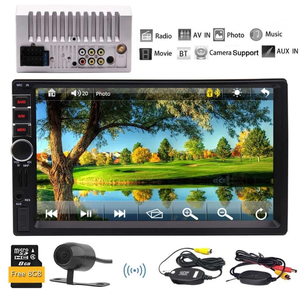 

7 Inch GPS Navigation Touch MP5/TF/SD/USB/Video Player Steering Wheel Control/FM Radio/Remote Control Car Stereo with Wireless