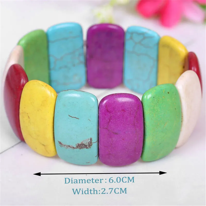 

Summer Trendy Bohemian Women Bracelets Bijoux Bracelet Elastic Colored Natural Stone Bracelete Feminino Boheme Jewelry Gift