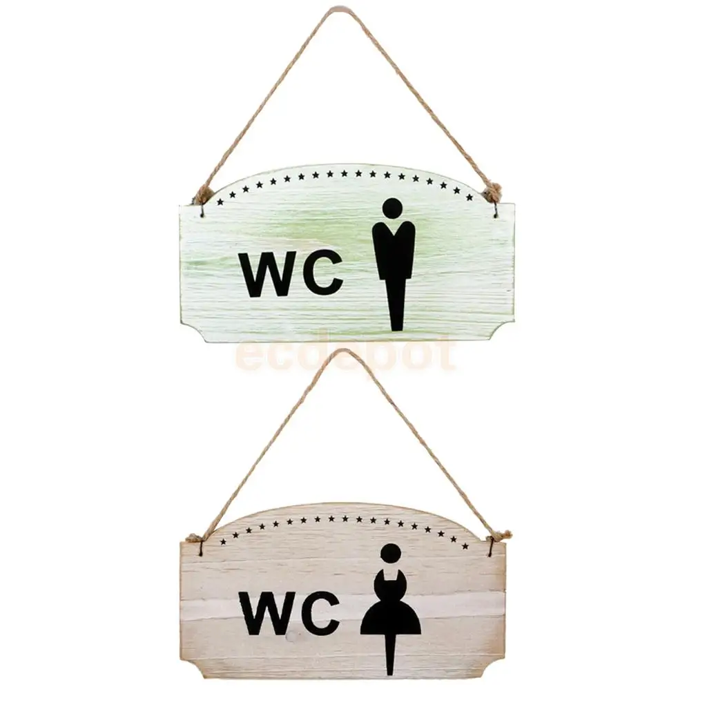 SHABBY CHIC WOODEN WC PLAQUE SIGN BATHROOM TOILET LADIES GENTS WOODEN WALL DECOR SLATE HOME DECOR 8INCH