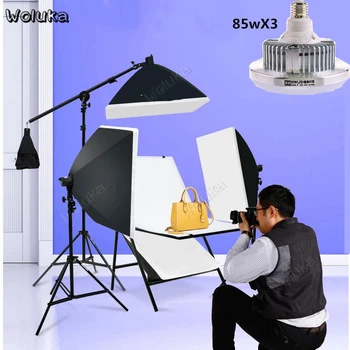 

4X85W LED Light Bulbs Set with Shooting Table 4PCS Softbox 2M Photo Studio Lamp Holders Photography Light Stand Props CD50 T10