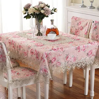 

Europe luxury embroidered tablecloth table dining table cover New lace fabric coffee table cloth table and chair set