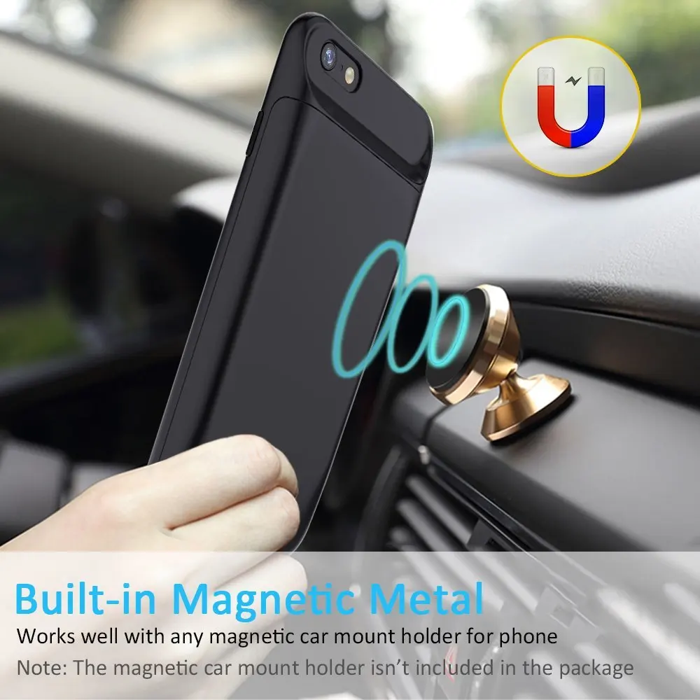 External 5000/7200mAh Smart Magnetic Back TPU Bumper Power Bank Pack Battery Charger Case Cover For iPhone 6 6s 7 8 Plus