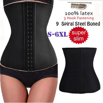 

Latex Rubber 9 Steel Bone Body Shaper Women Waist Trainer Cincher Underbust Corset Weight Loss Silmmimg Shapewear