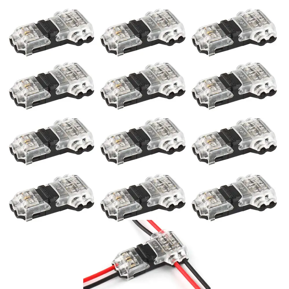 12Pcs Low Voltage T Tap Wire Connectors T Type 2 Pin Solderless No Wire- Stripping Required for Mid-Span Branching ST289