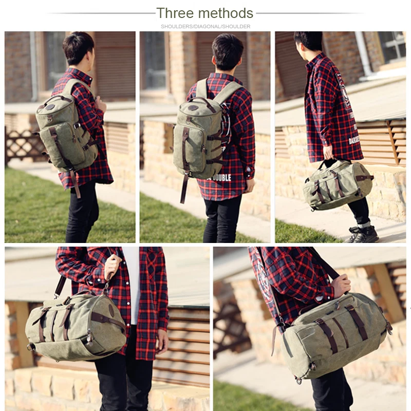  3in1 Vintage Backpack Travel Bag Men Male Backpacks School Bags Large Capacity Back Pack Portable D - 4000076947409