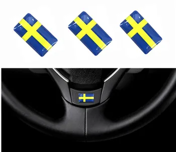 

100~10000pcs Interior Sweden Flags Car Steering Wheel Sticker Emblems Decorations Sweden Flag Audio Knob Window Lift Car Styling