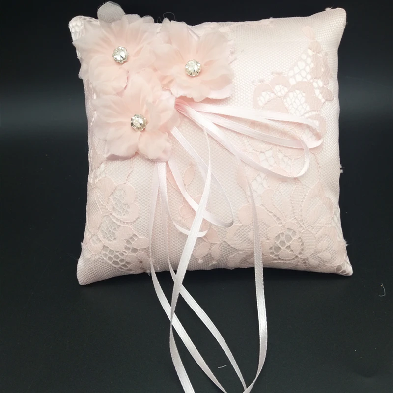 New Wedding Ring Pillow With Ribbons 15x15cm Lace Wedding