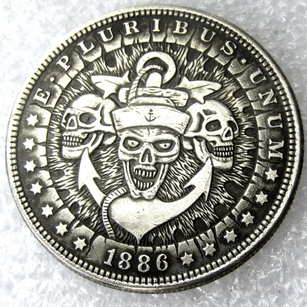 HOBO US 1881 Morgan Dollar skull zombie skeleton Copy Coins