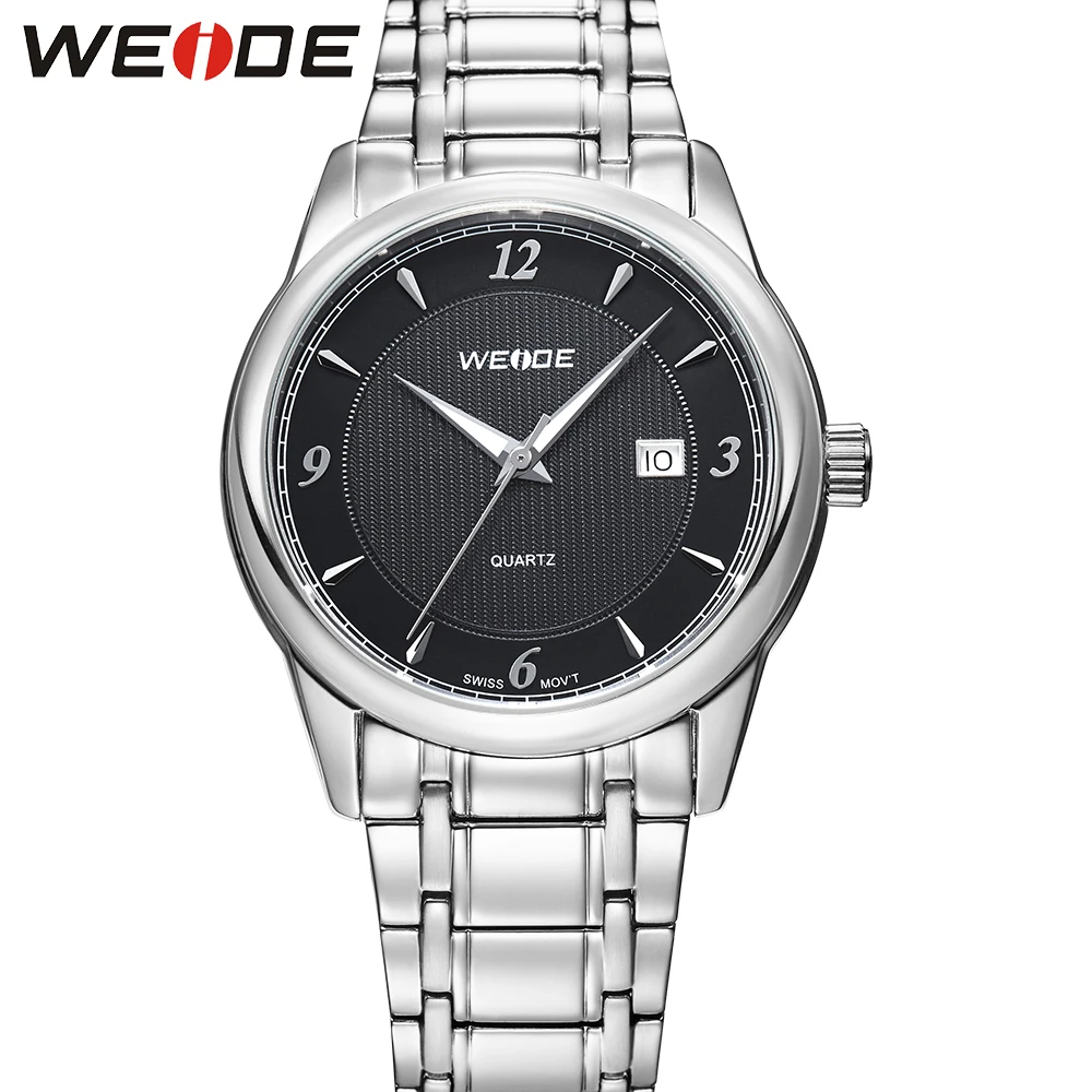 

WEIDE Top Brand Men Watches Stainless Steel Analog Display Auto Date Quartz Movement 30m Waterproof Relogio Masculino