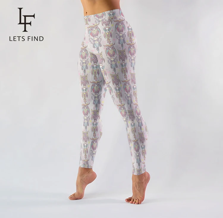 fleece lined leggings LETSFIND 2019 Hot Sales Women High Waist Elastic Leggings Animals Cartoon Owl Printing Plus Size Trousers Movement Leggings tiktok leggings amazon