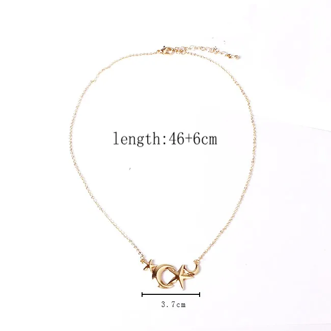 

free shipping wholesale 10pcs/ lot fashion jewelry accessories metal moon star pendant necklace