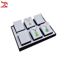 Комплект белый PU деревянный дисплей ювелирных изделий стол лоток Экспонент кулон ожерелья для шоу чехол для кассового прилавка