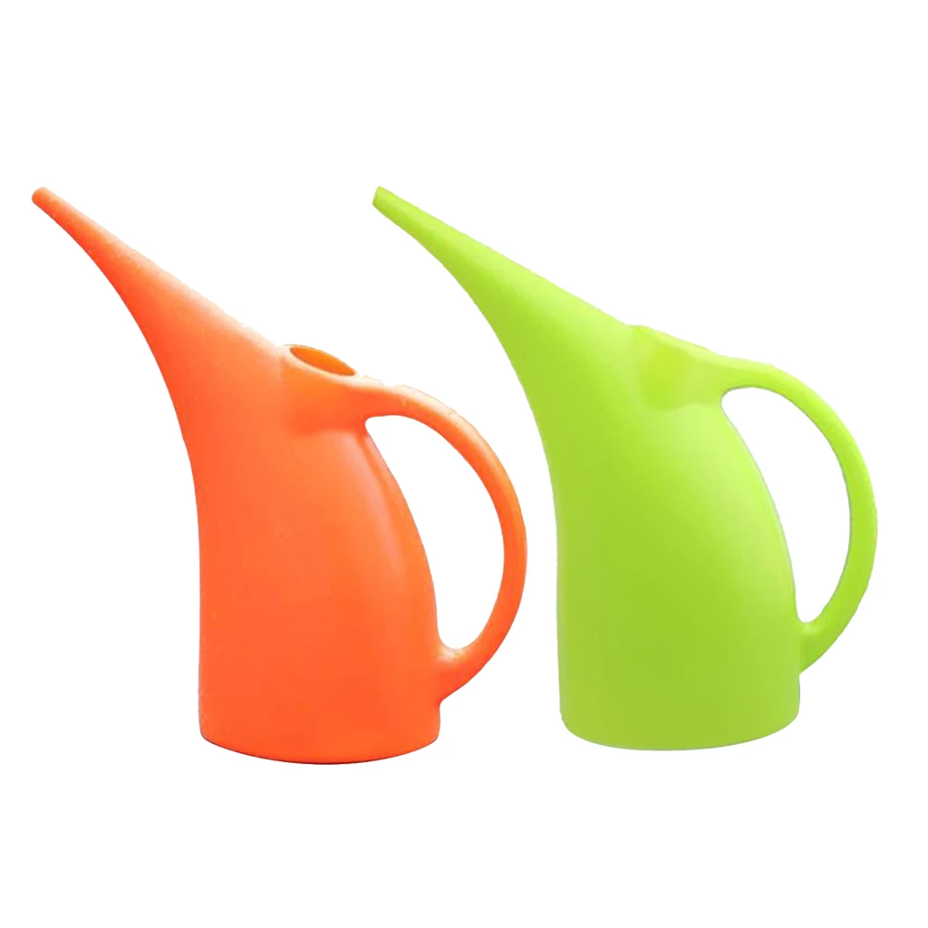 2Pcs Lightweight Watering Can Garden Plants Indoor Outdoor 2L Orange&Green