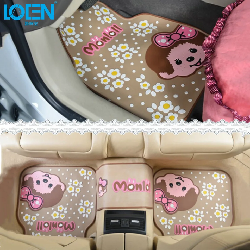 

LOEN foot pad set for car seat front and back latex non-slip waterproof Anti-dirty 3 colors Car Door Mat Floor Carpet pads