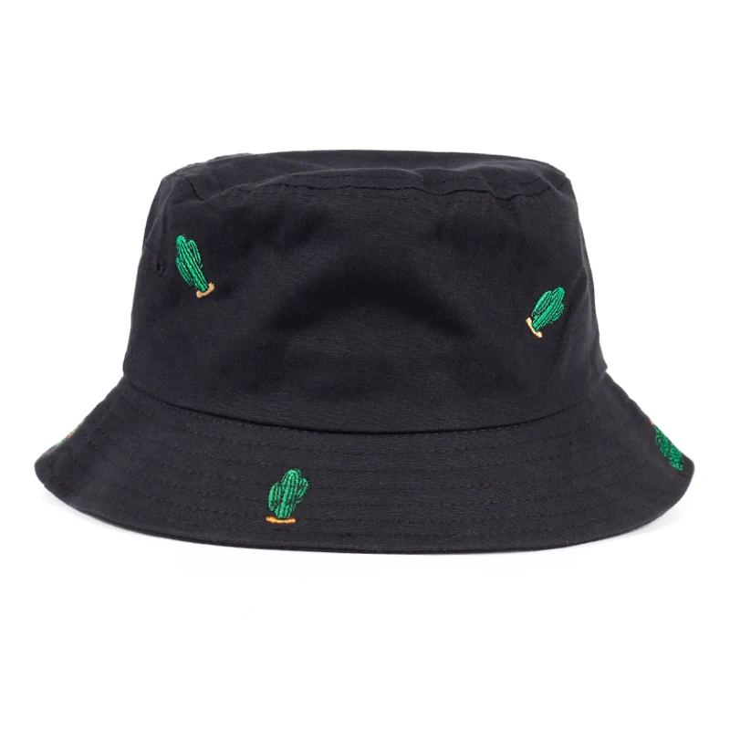 Новые вышитые Зеленый Кактус ведро шляпы для женщин boonie шляпы для защиты от УФ-лучей кепки Рыбацкая Солнцезащитная пляжная шляпа для лета