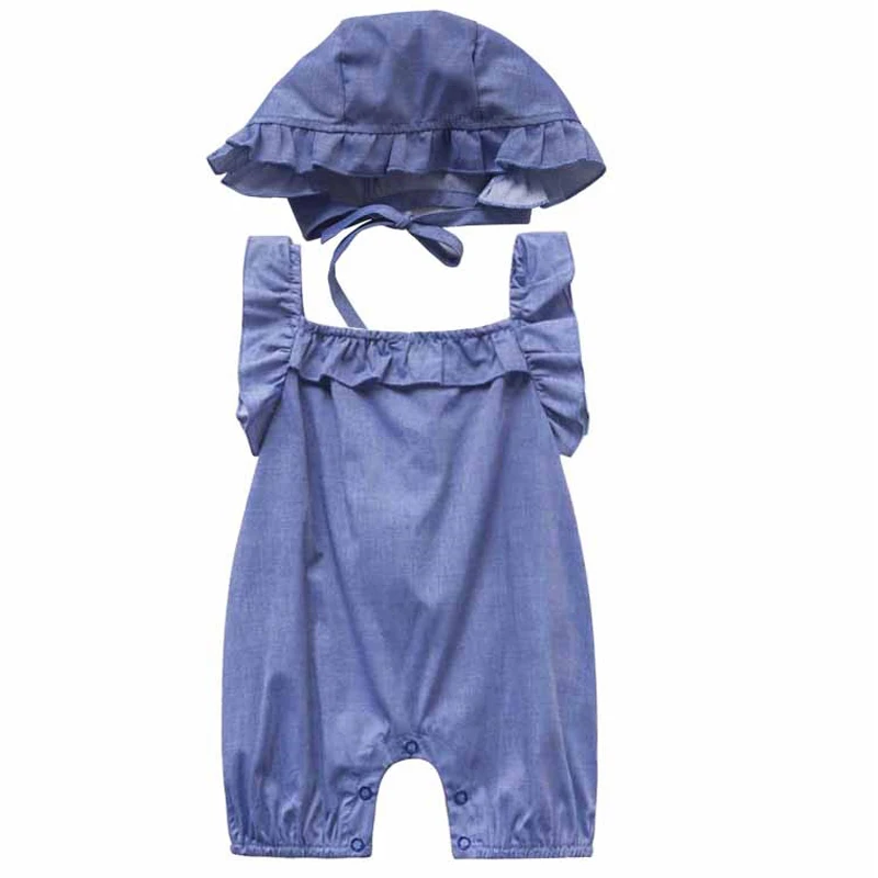 Unisex Newborn Baby Rompers&Hat Summer Cotton Baby Boy Clothes Infant Jumpsuits Bebe Clothes