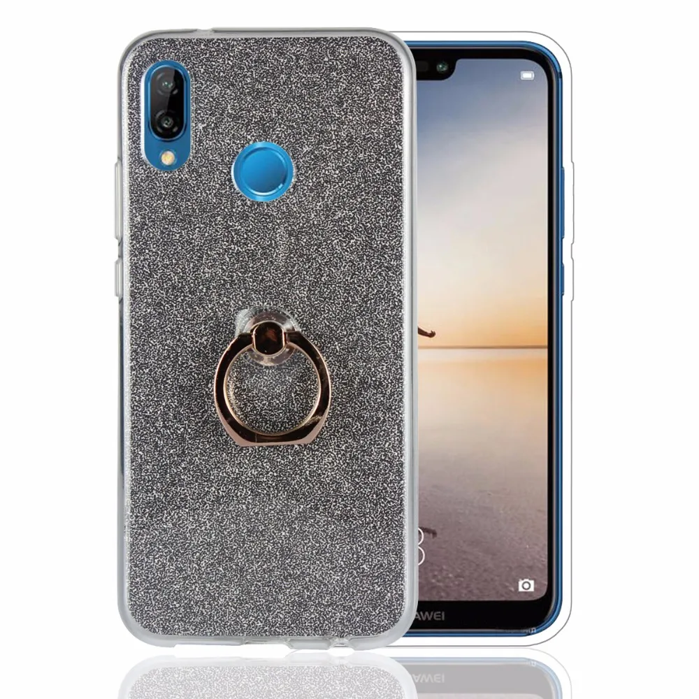 Case for Huawei P10 lite Phone Flash powder Fashion For TPU Soft Cover With Finger Ring Bracket |