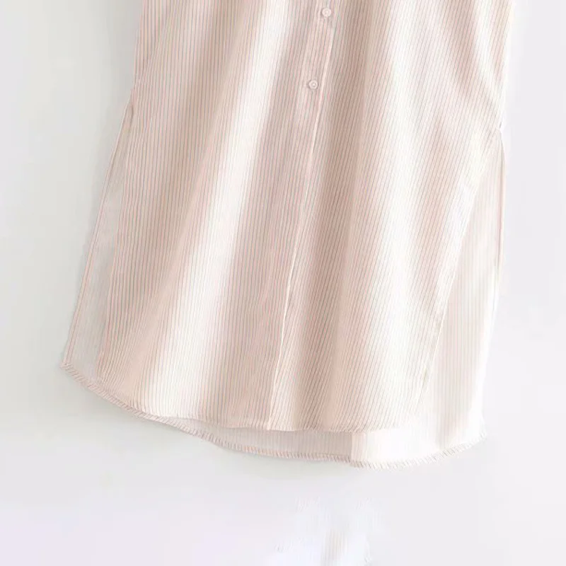 Stripe Shirt Dress Women's Casual Button Slim Mid-Calf Summer Short Sleeve Loose Dress Fashion Beach Dresses with Pocket