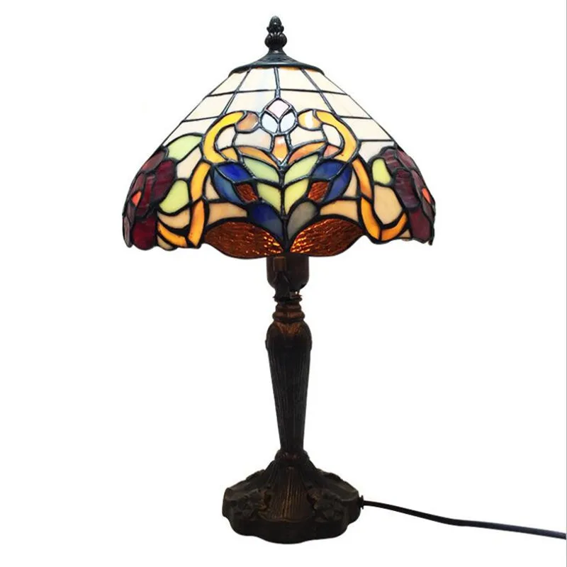 

10" Vintage Retro Classical Tiffany Glass Table Lamp for Foyer Bed Room Bar Apartment Reading Lighting H 38cm 1022