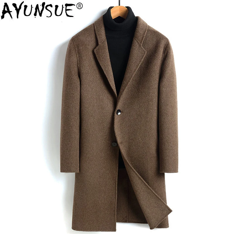 AYUNSUE двустороннее шерстяное пальто из кашемира длинная куртка мужские пальто и куртки пальто Мужская ветровка Manteau Homme 819 KJ1476