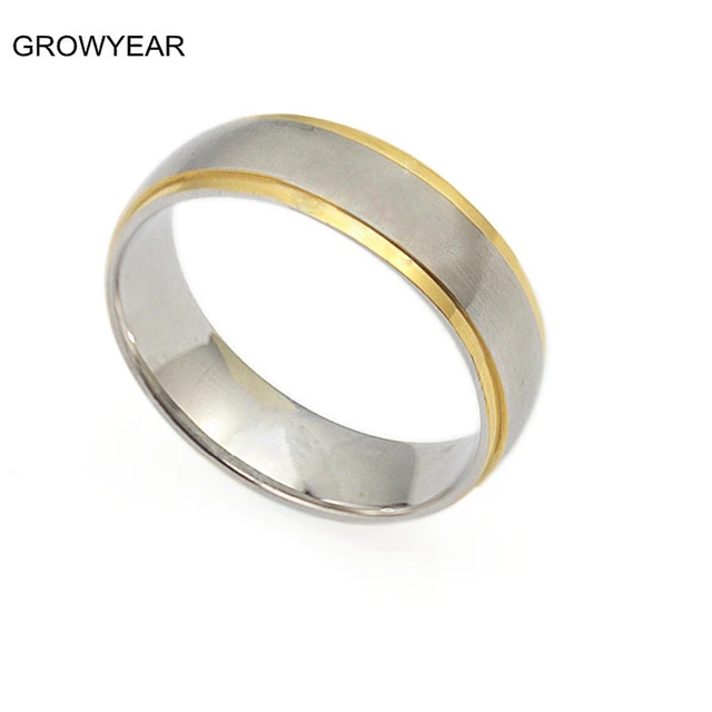 Casual Simple Matt Silver Gold Color Two Tone Stainless Steel Casual Simple Matt Silver Gold Color Two Tone Stainless Steel Wedding Ring Women Men Fashion Jewelry