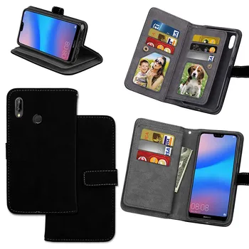 

20pcs/lot Scrub 9 card+photo frame PU flip cover case for Huawei P10 P10 lite P10 plus P20 lite Honor 10 10 lite 10 play 8X 9