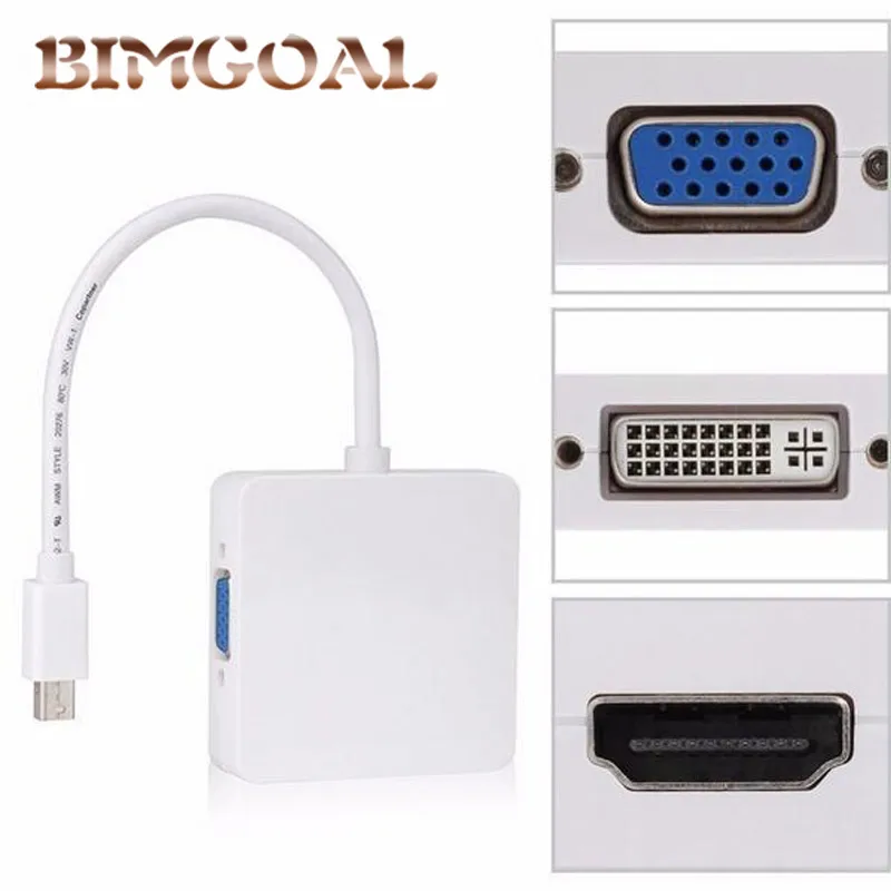 

3 in 1 Mini DP DisplayPort to HDMI DVI VGA Display Port Cable Adapter for Apple MacBook Pro