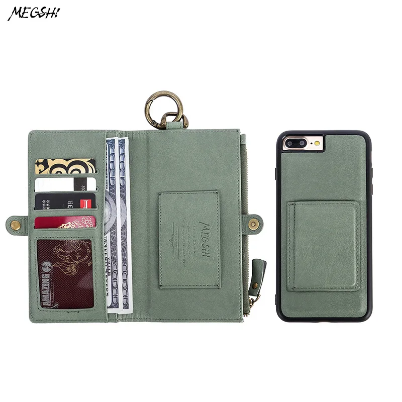 

Business multi-functional for iPhone7plus case iPhone 8 case function mobile phone zipper wallet protection leathere Wallet Case