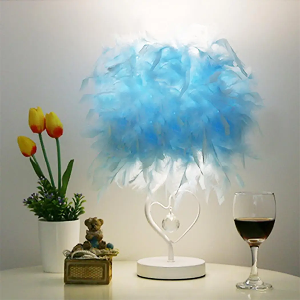 

Fashion Creative Bedroom Bedside LED Heart Shape 3000-4000K Crystal AC 100V~240V Feather User Manual Table Lamp