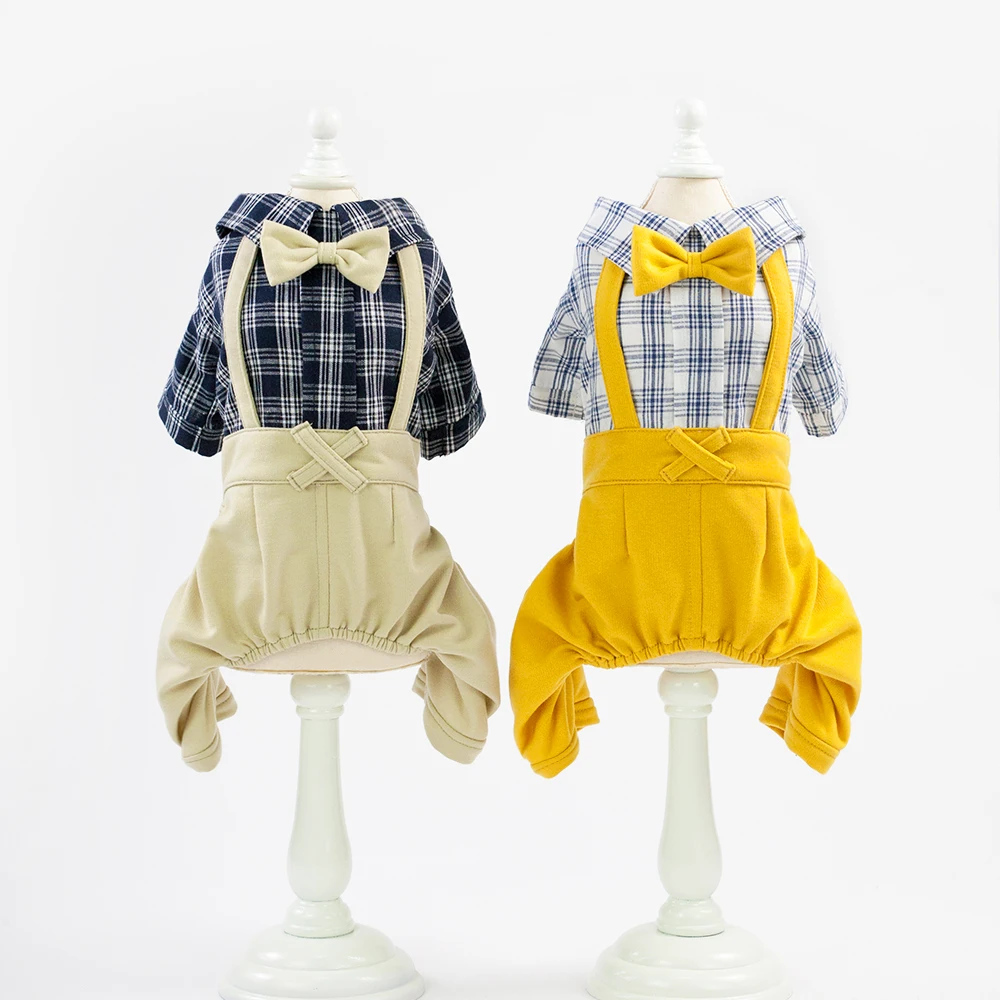 

Dog Pet Jumpsuit Rompers Pants Checked Design Cat Puppy Shirt Pants T-Shirt 5 Sizes 2 Colours