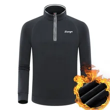 Мужская рубашка для гольфа с длинным рукавом на молнии со стоячим воротником Трикотажные изделия для гольфа для мужчин Зимние флисовые сохраняющие тепло теннисные футболки для гольфа D0655