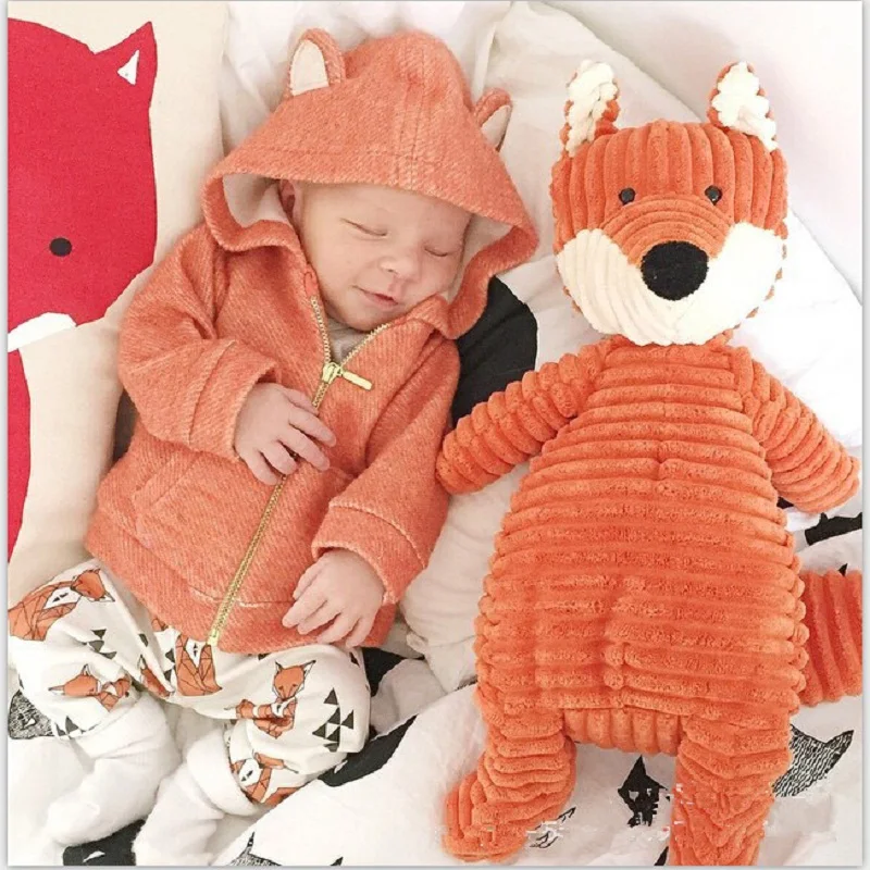 

2Pcs Baby Boy Girl Clothes Spring Autumn 2018 New Cartoon Fox Newborn Baby Girl Clothing Hooded Clothes+Pants BB417