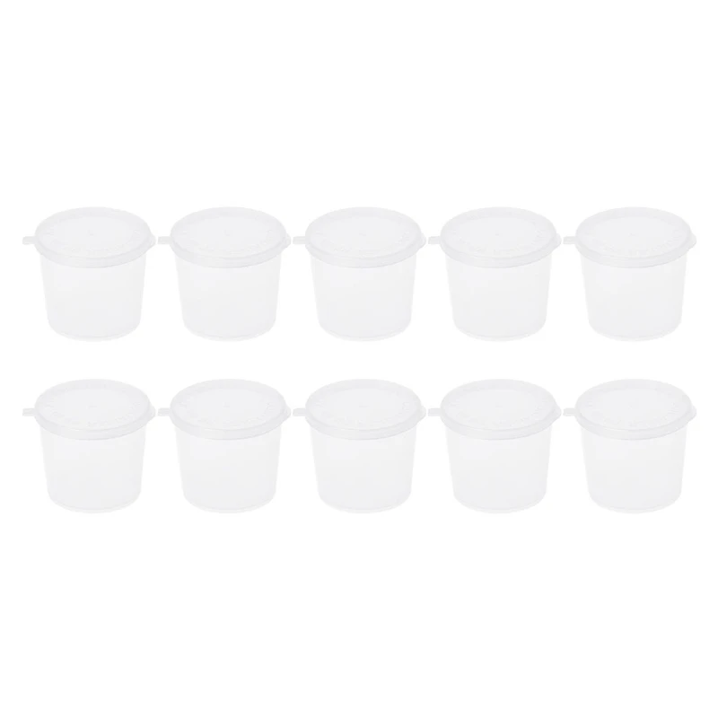 10 шт./лот, пластиковые одноразовые чашки для соуса, прозрачные контейнеры для салата+ крышки