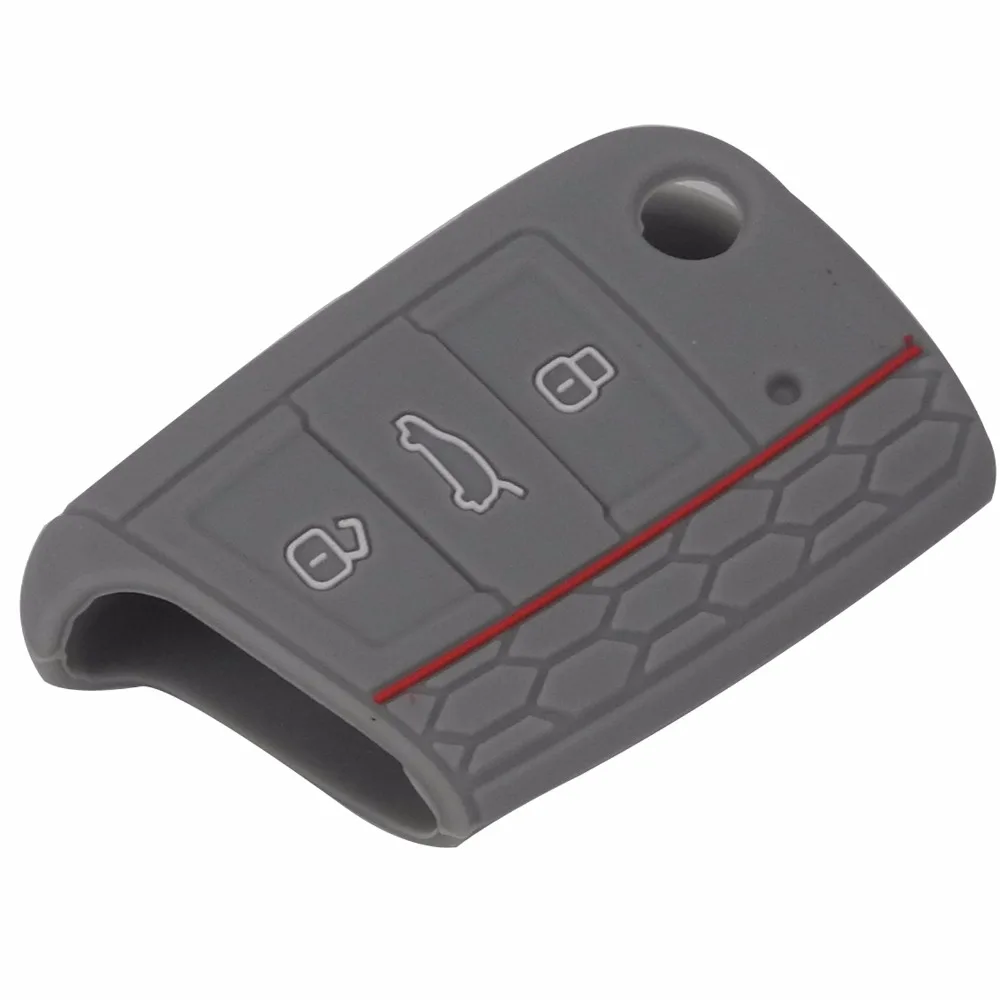 Kutery 50 шт./лот 3 кнопки силиконовый чехол для ключей от машины Shell Обложка для Volkswagen VW Golf 7 mk7 Skoda Octavia A7 брелок Portector