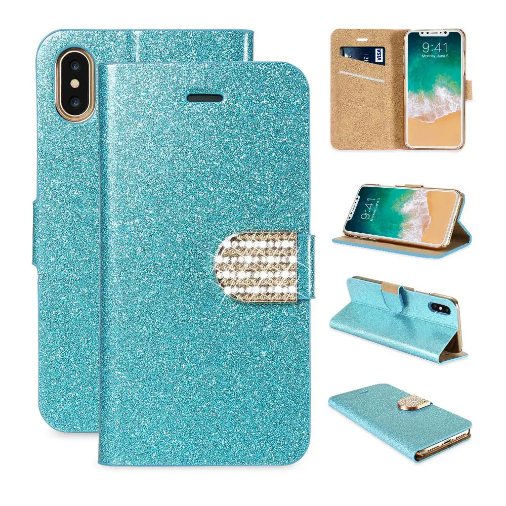 DR.CASE Glitter Wallet Case For iPhone 7 X 8 6 6s Plus Card Slot Cover Luxury Rhinestone Girly Sexy | Мобильные телефоны и