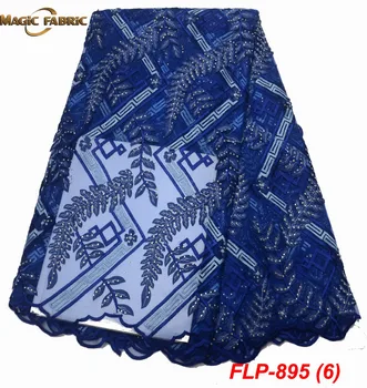 

Royal Blue African Tulle Lace 2019 High Quality French Net Lace Fabric With Rhinestones For Nigerian Wedding Dress FLP-895