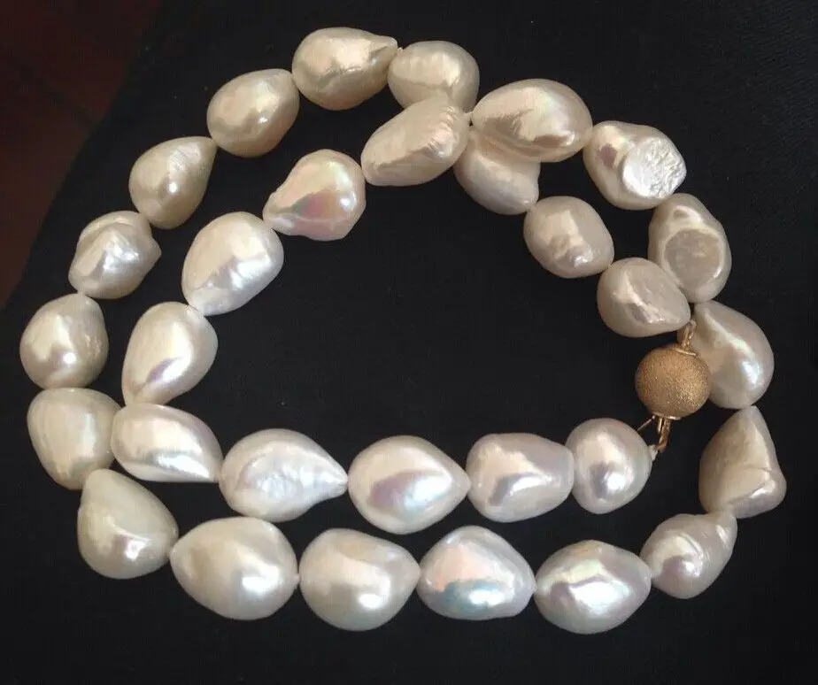 

HOT## Wholesale FREE SHIPPING >>> 12-13mm baroque south sea white pearl necklace 18inch