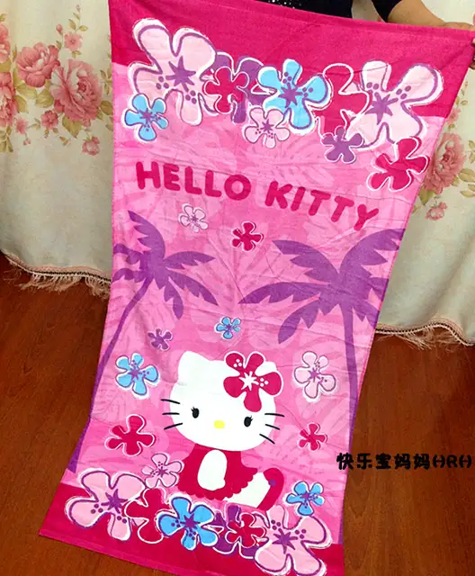 Soft Towel Hello Kitty Shower Bath Towel Cartoon Style Kids