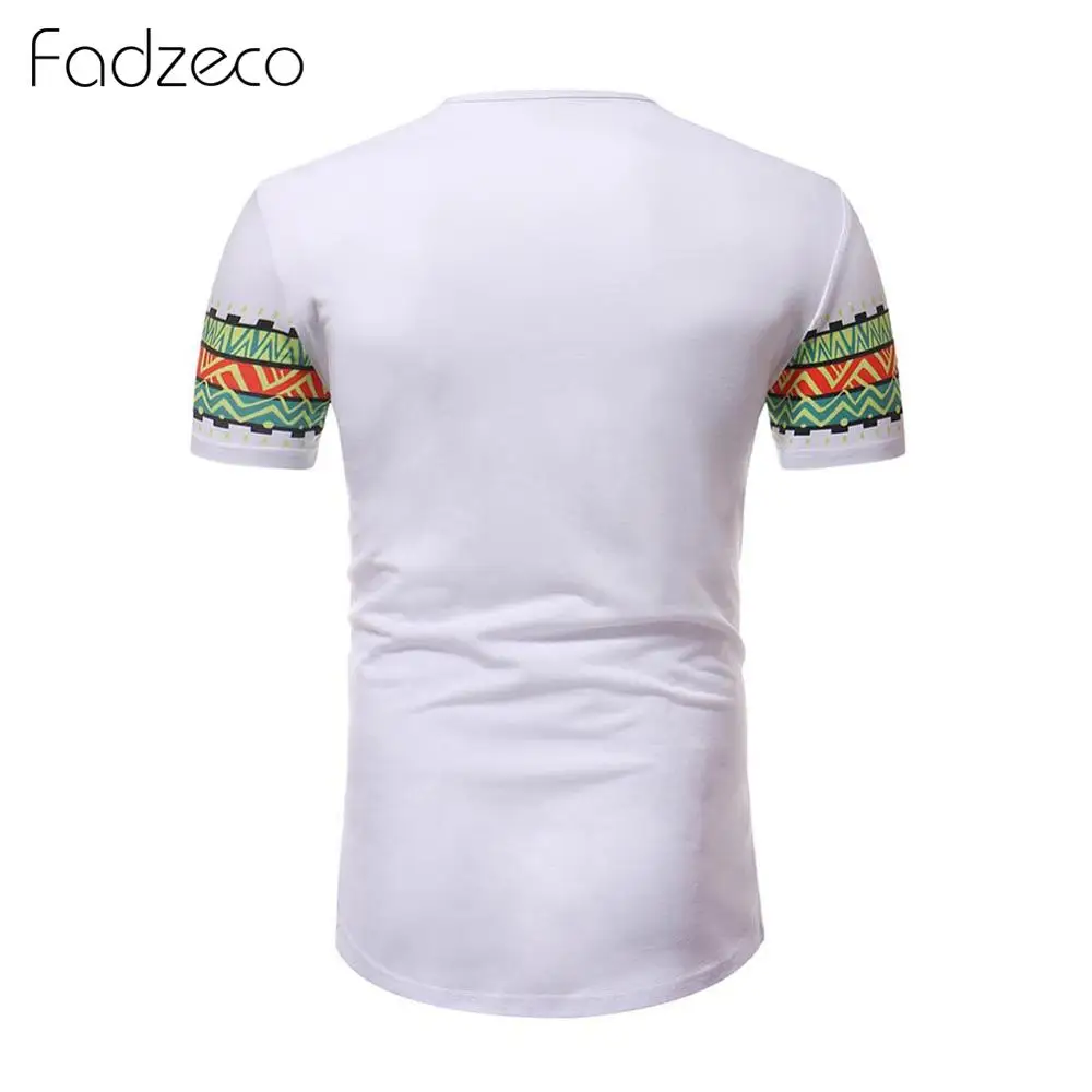 Fadzeco мужская летняя футболка с принтом в африканском стиле Дашики Crewneck коротким