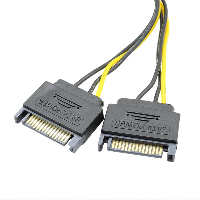 Кабель питания для видеокарты EVGA ASUS с двумя разъемами SATA 15Pin M на PCI e 6