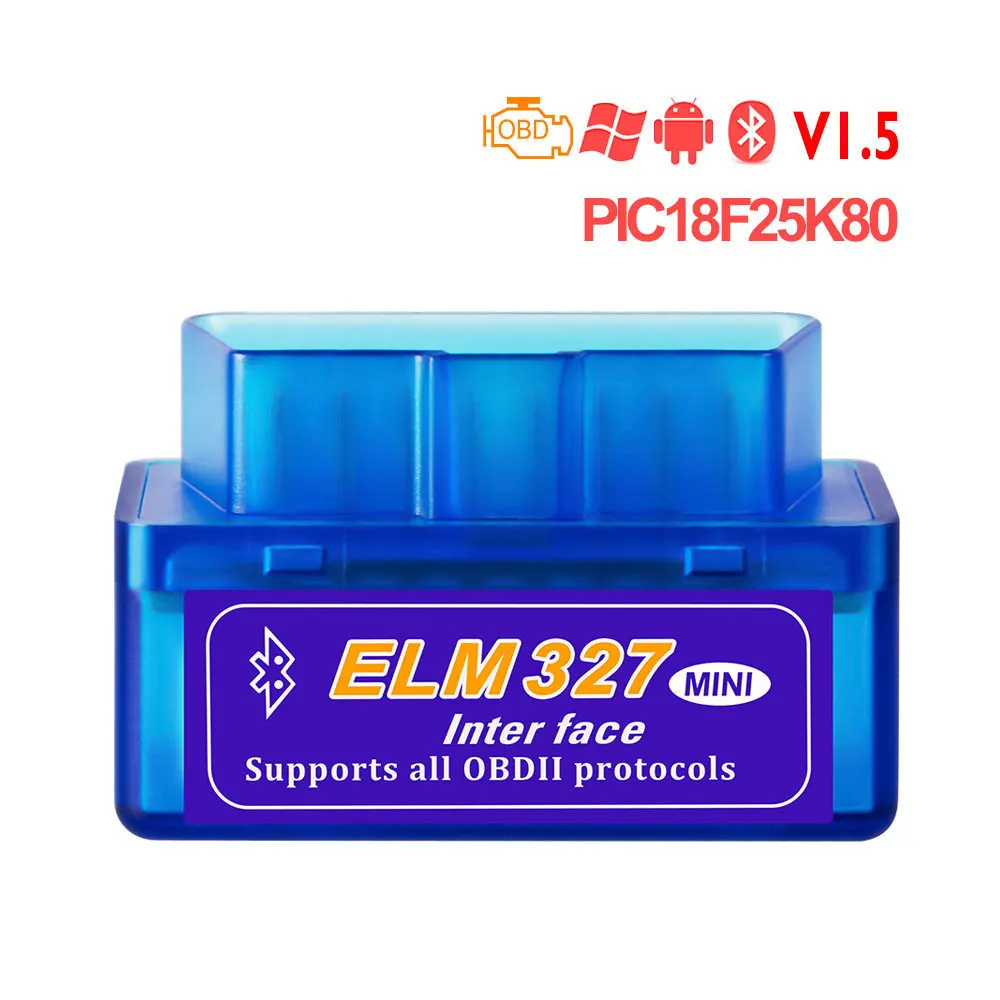 ELM327 V1.5 PIC18F25K80 чип OBD2 считыватель кодов Bluetooth J1850 выключатель питания ВКЛ./ВЫКЛ. 12 В OBDII ELM 327 диагностический инструмент сканер - Цвет: blue mini
