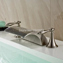 New Arrive 3 pcs Deck Mounted Bathroom Basin Faucet Brushed Nickel Dual Handles Basin Faucet Set