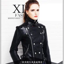 Новые брендовые модные черные женские тонкие Куртки из натуральной кожи. Большие женские из кожи овчины, байкерская куртка, распродажа