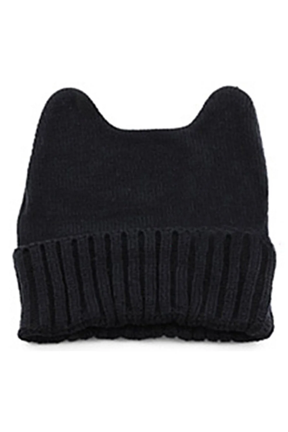 МОК Для женщин теплая зима Кот уха Форма вязаная шапка черный