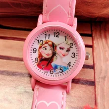 Дисней Принцесса pu ремень детские часы девушка подарок мультфильм повседневные часы милые модные кварцевые часы Замороженные Эльза